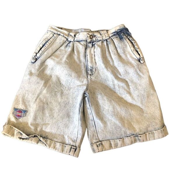 Vintage Broadway Blues Jeans Co Men’s Shorts 30 Acid Wash Pleated Cuffed - Picture 1 of 7